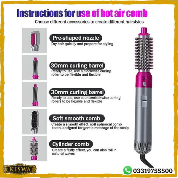 Hairoola AirNova™ 5-in-1 Hot Air Styler – Curl, Straighten, Dry & Volumize