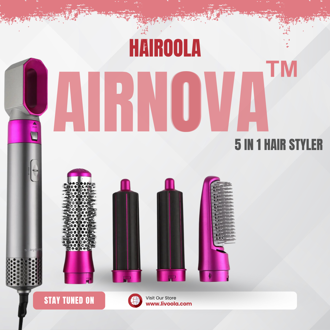 Hairoola AirNova™ 5-in-1 Hot Air Styler – Curl, Straighten, Dry & Volumize