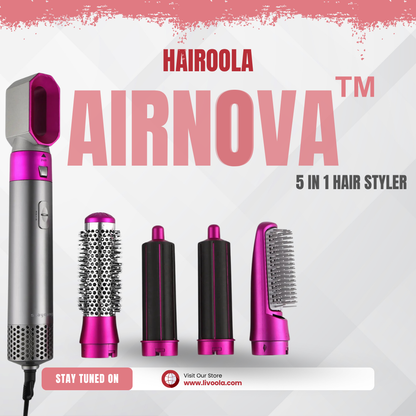 Hairoola AirNova™ 5-in-1 Hot Air Styler – Curl, Straighten, Dry & Volumize